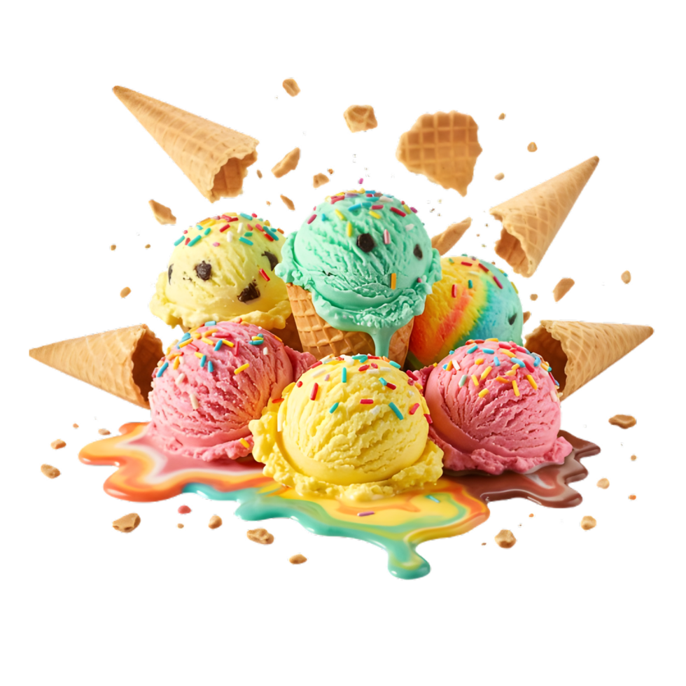 Colored ice cream on a white background png
