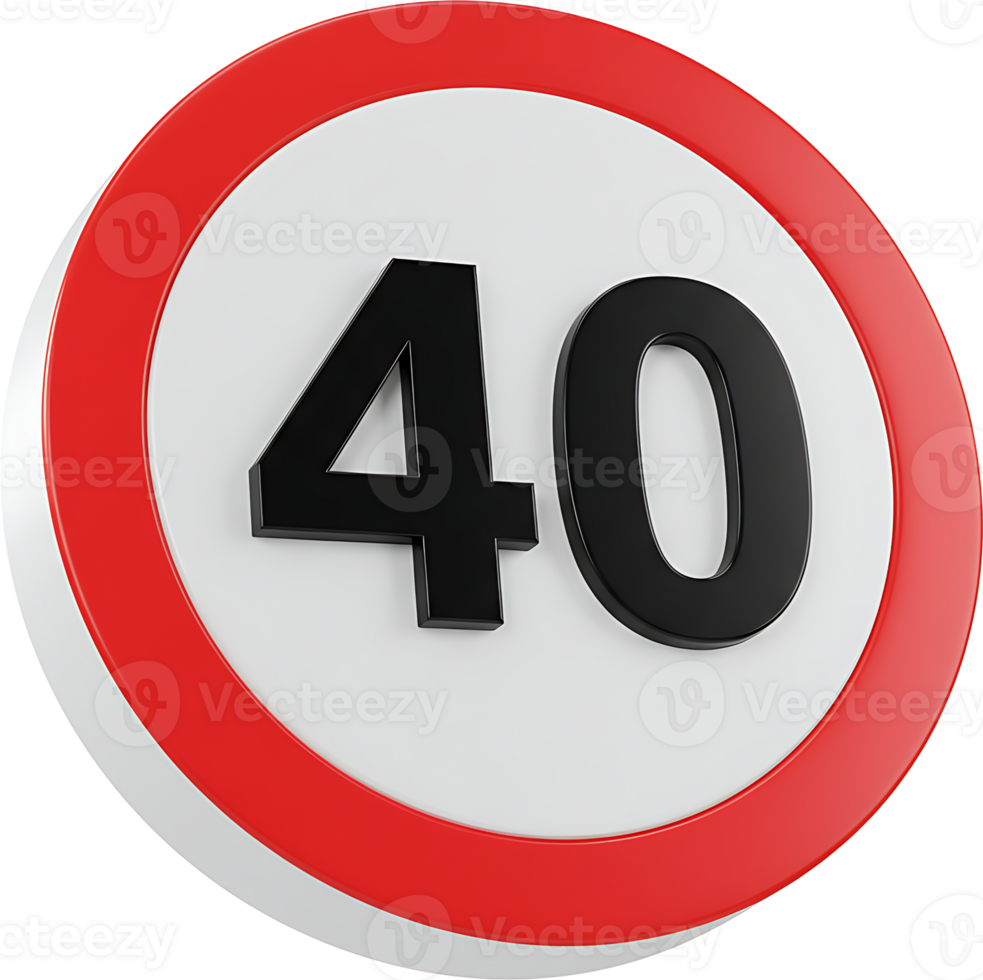 A red and white speed sign with the number 40 png