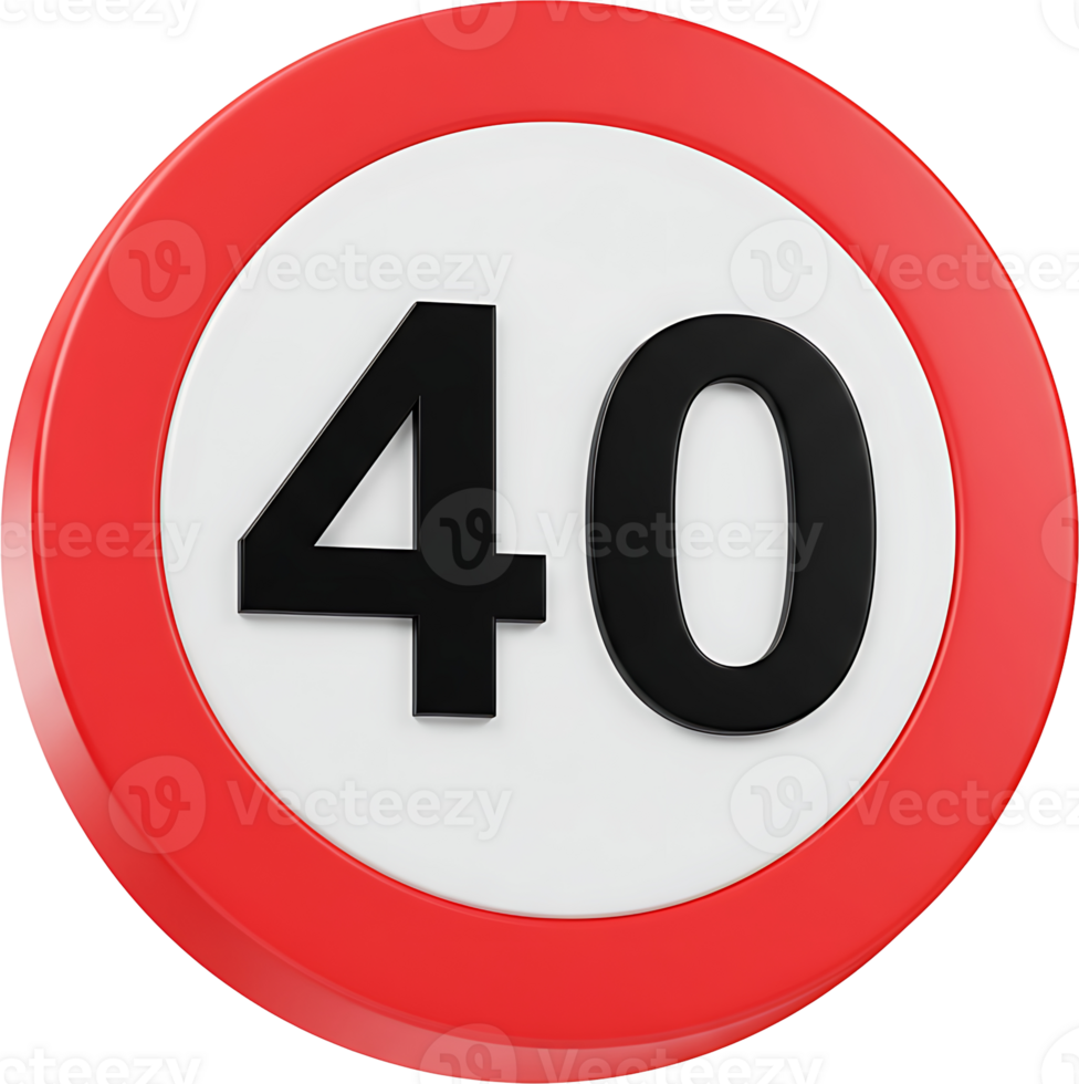 A red and white speed limit sign with the number 40 png
