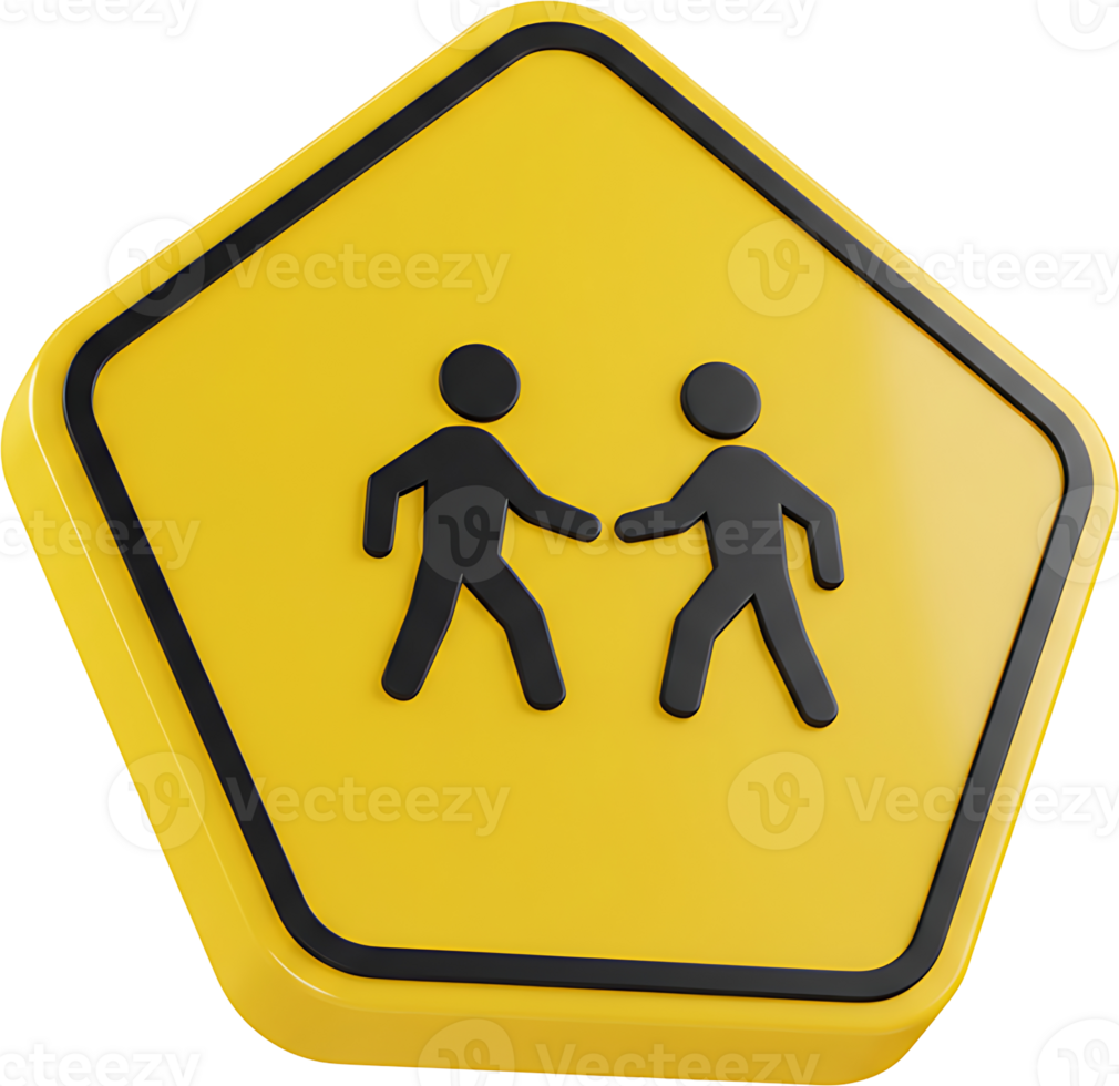 A yellow sign with two people walking across it png
