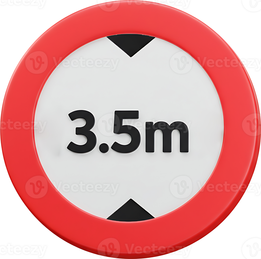 A red and white round button with the number 3 5 m png