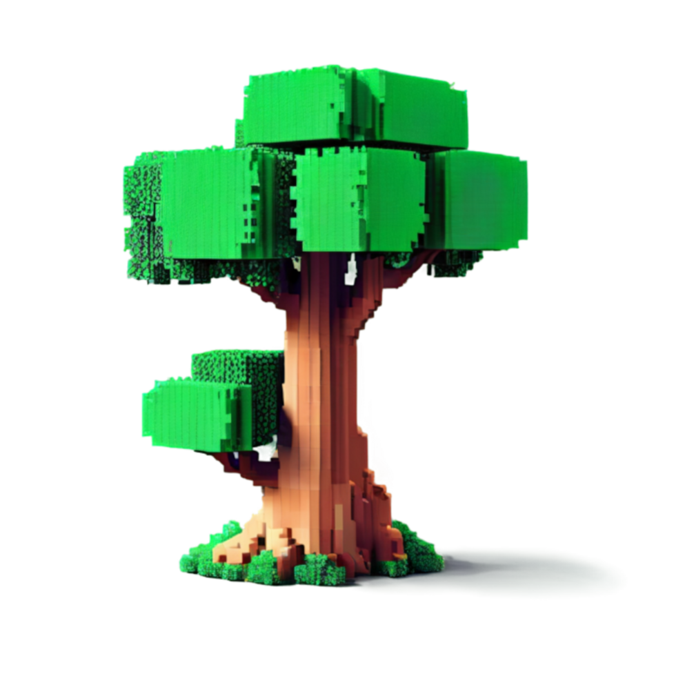 uma colorida 8 bits Lego árvore projeto, Misturando nostalgia com moderno criatividade dentro em blocos, semelhante a um pixel forma. png