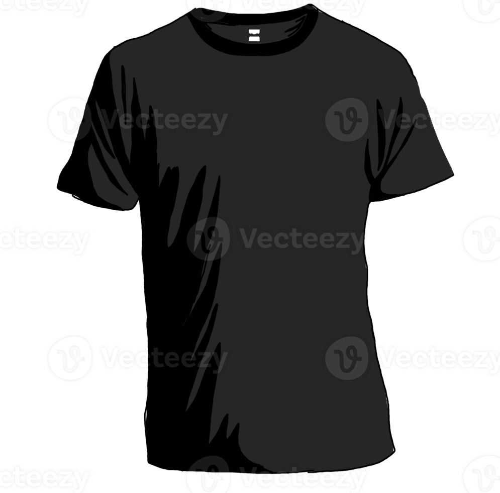 A black t-shirt is a versatile wardrobe staple, offering a clean, simple design that can be dressed up or down, ideal for any casual or trendy look. png