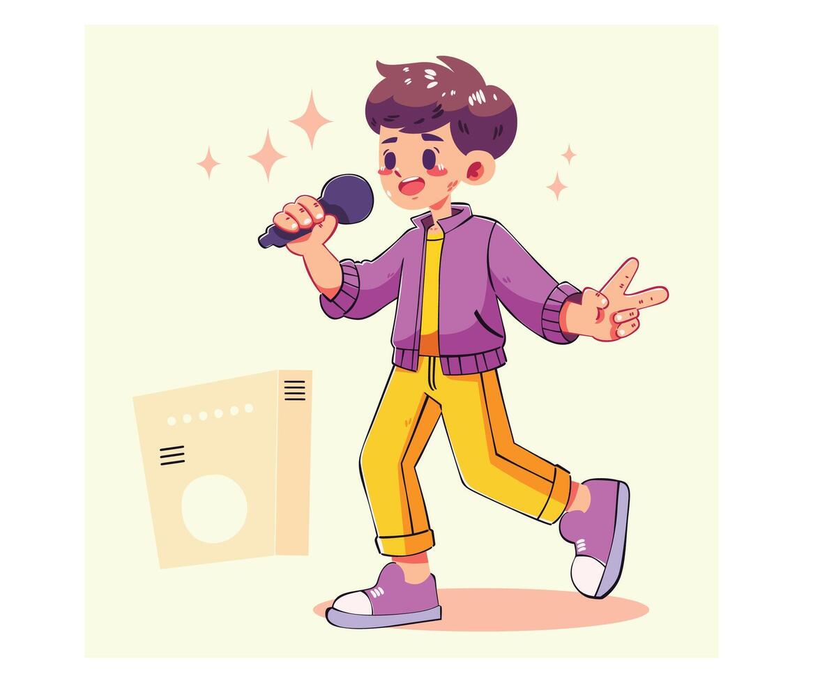 Singing Boy with Microphone vector