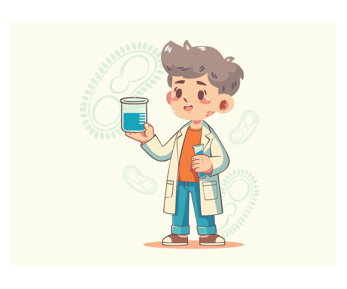 Young Scientist Conducting Experiment vector