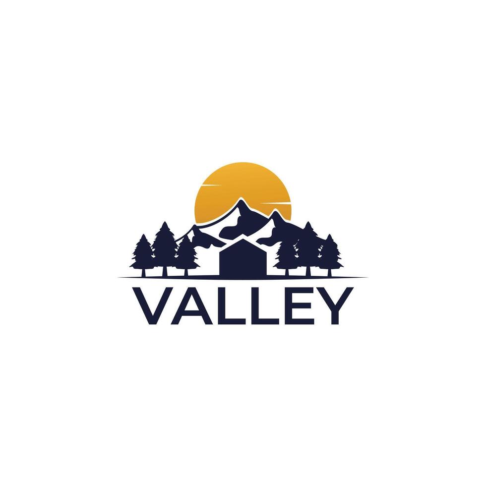 Mountain view landscape logo design vector
