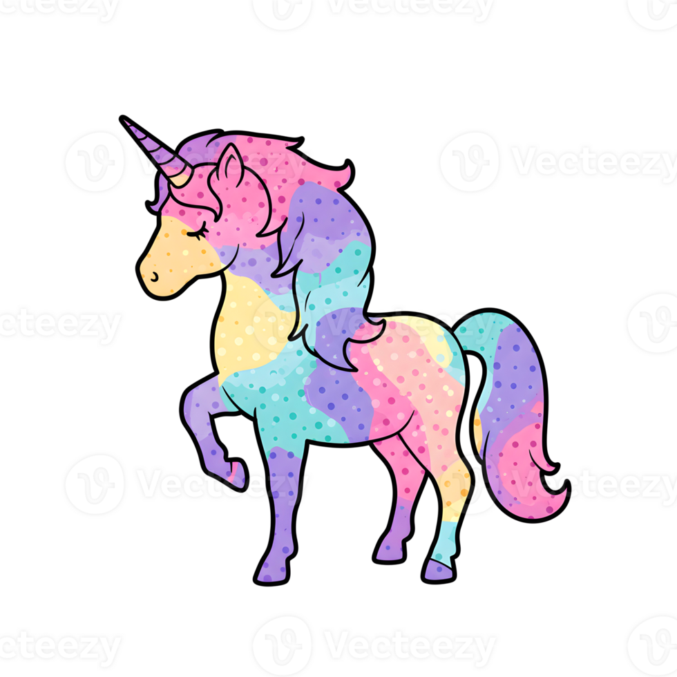 A unicorn with a rainbow mane on a black background png