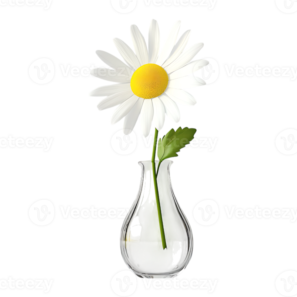 White daisy in a clear vase png