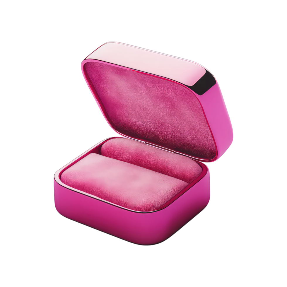 Pink ring box with a pink cloth inside png