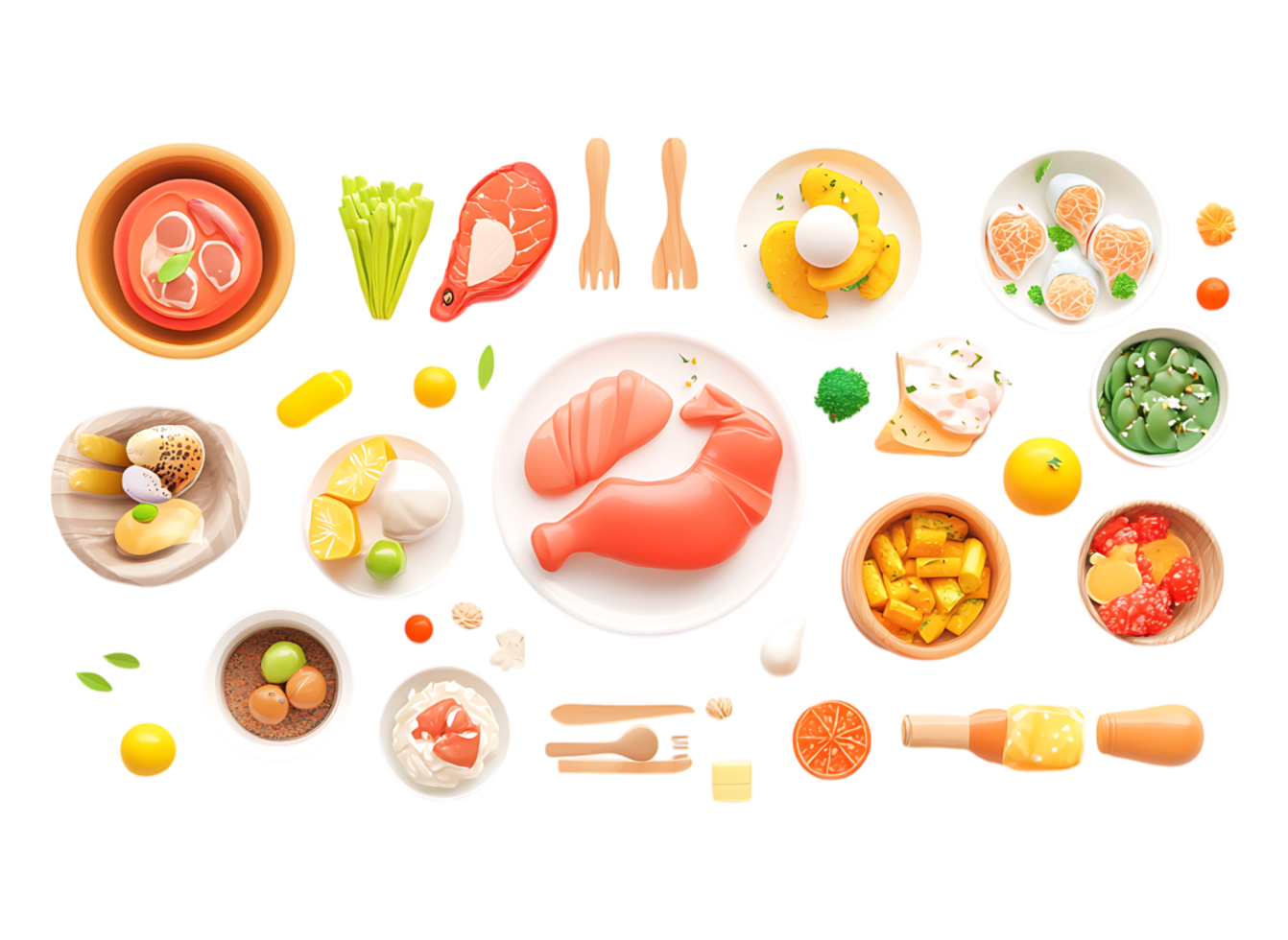 A set of food items png