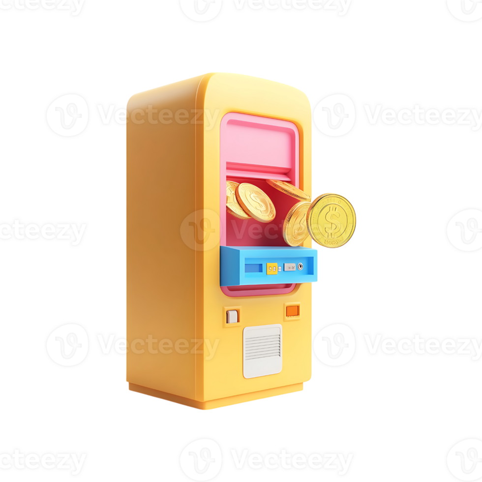 Cartoon machine with coins inside png