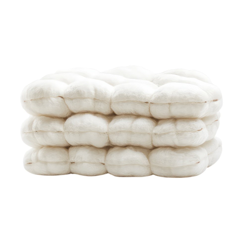A stack of white wool blankets on a white background png