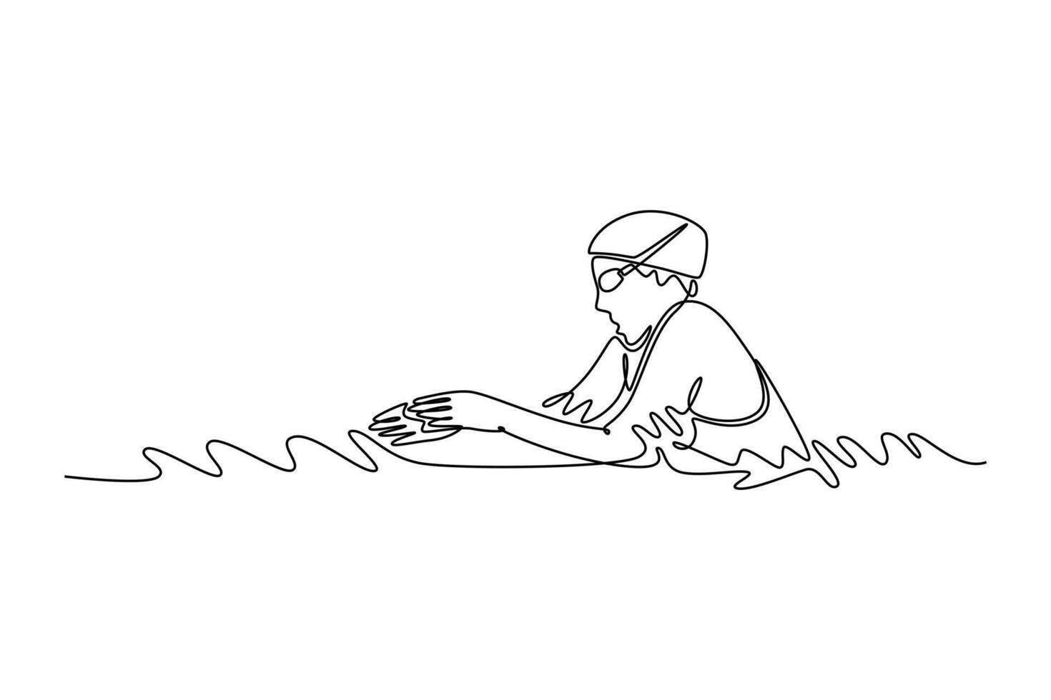 beauty female athlete swimming in breaststroke style in pool lane, stroking, immersing, and lifting out of water to breathe vector