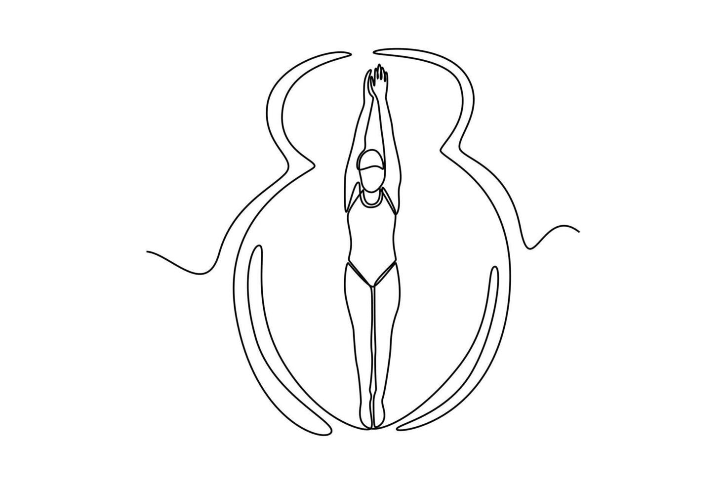 underwater female swimmer in swimsuit getting ready to swim in swimming pool. Good preparation helping achieve better result vector