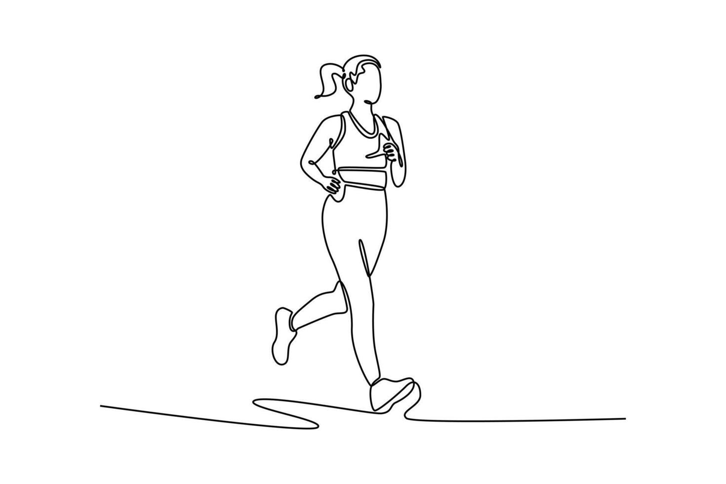 active female runner jog sport marathon. Woman athlete run long distance. Fast run race slow motion. Active fit track vector