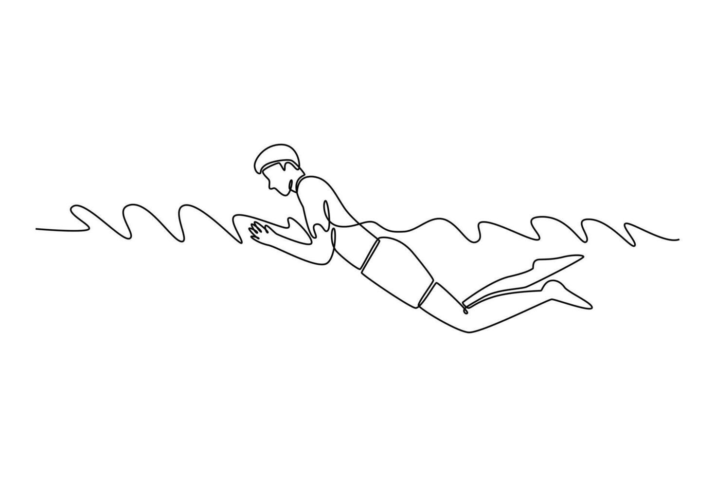 professional male swimmer in breaststroke style in pool lane, stroking, immersing, and lifting out of water to breathe vector