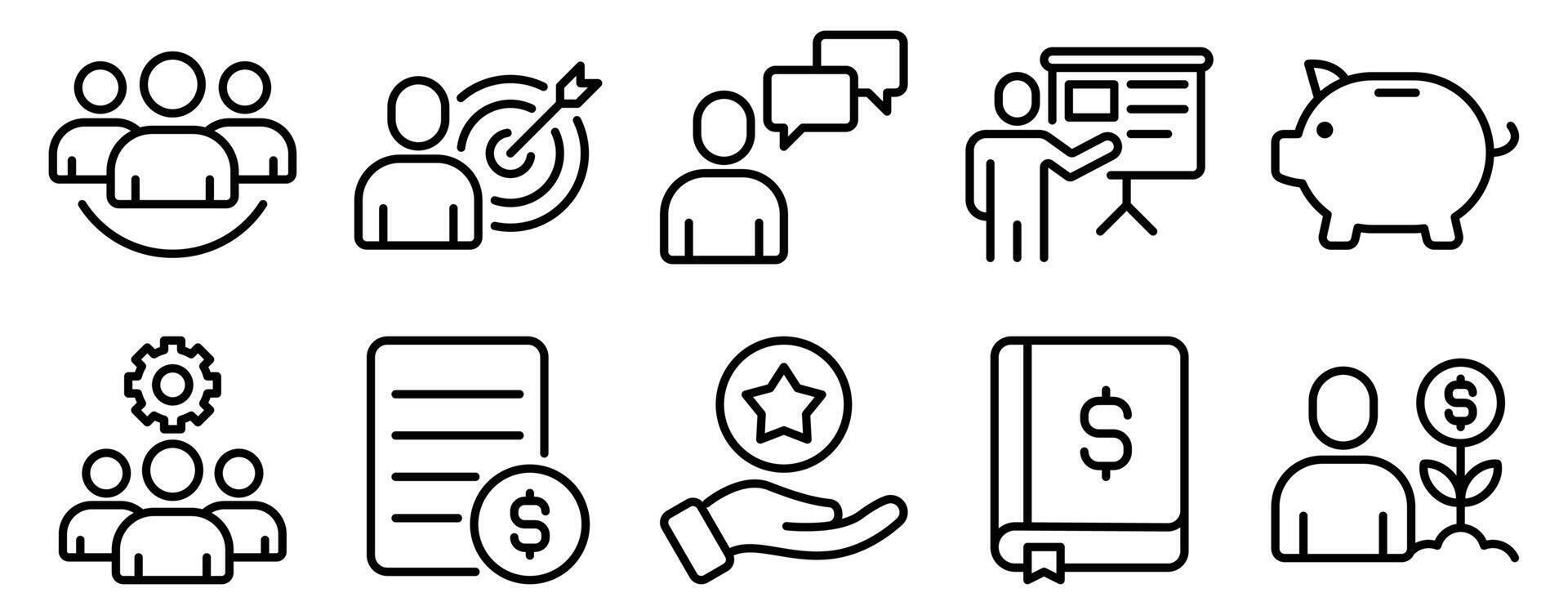 Organisation Icon Set Line Style Collection representing structure management and coordination suitable for business planning team collaboration and productivity tools vector