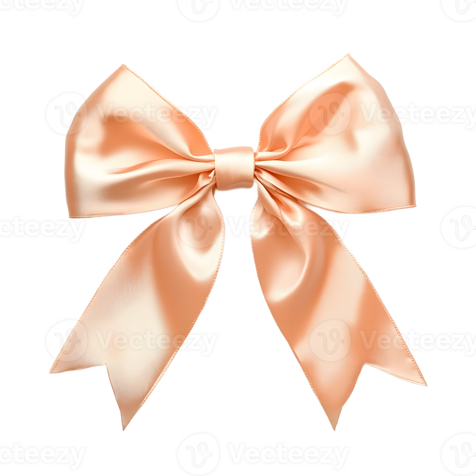 Elegant Peach toned Satin Ribbon Bow, Perfect for Gift Wrapping png
