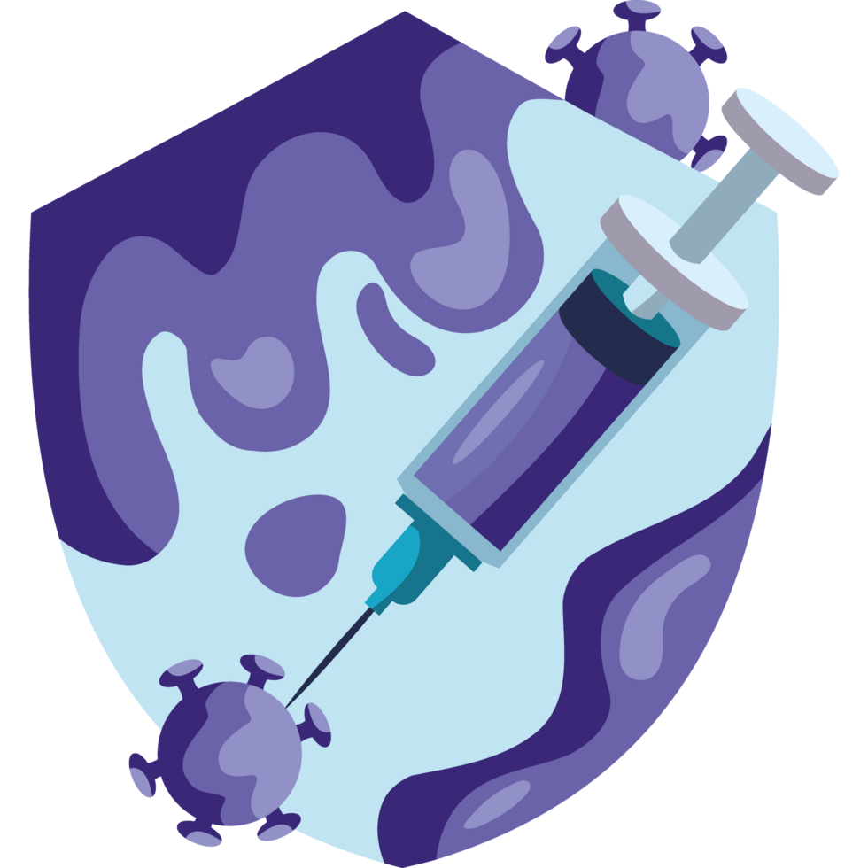 medical shield with syringe and virus isolated png