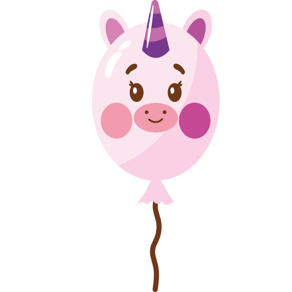 birthday balloon unicorn shape isolated png
