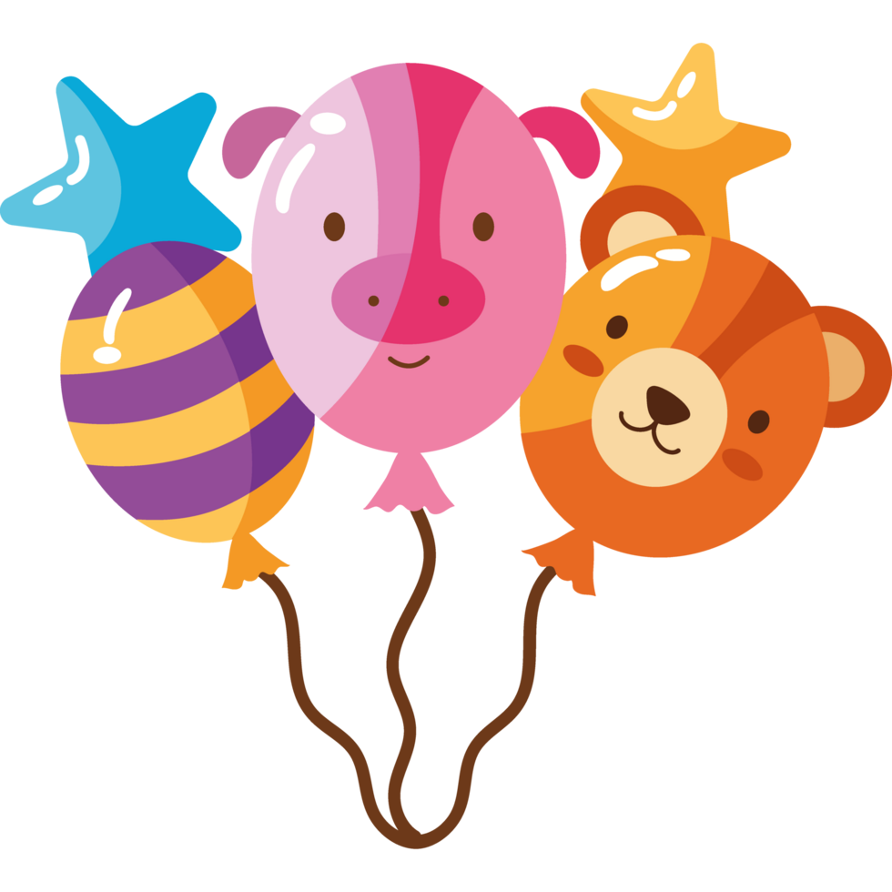 birthday balloons animals shape isolated png