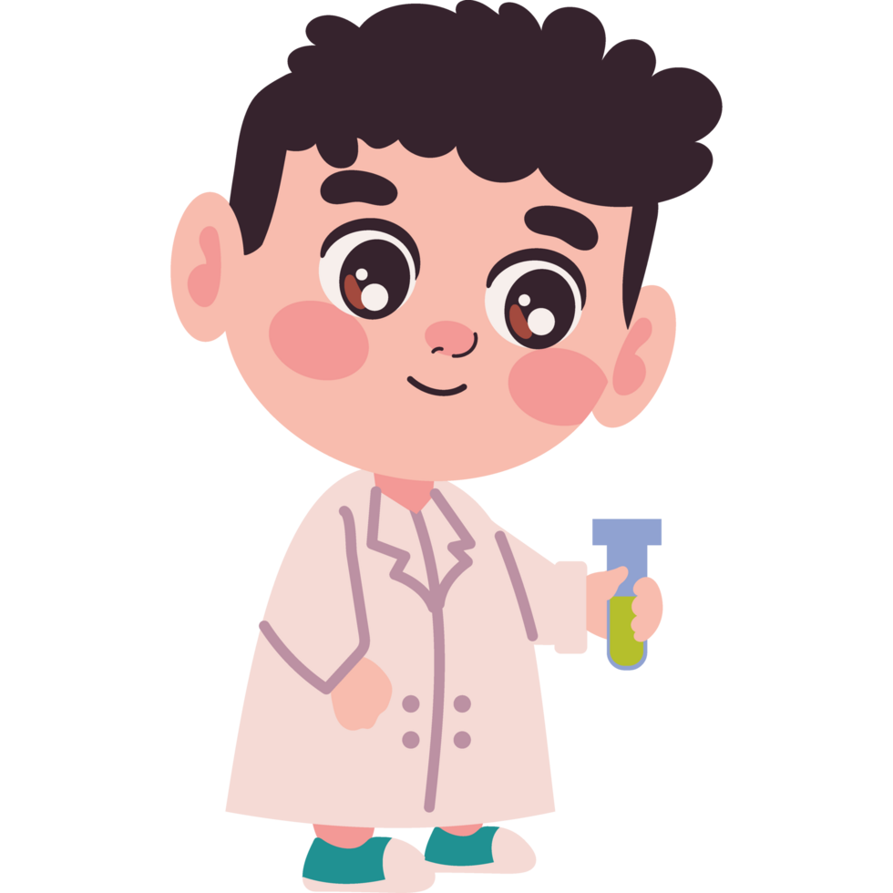 scientist boy with flask lab isolated png