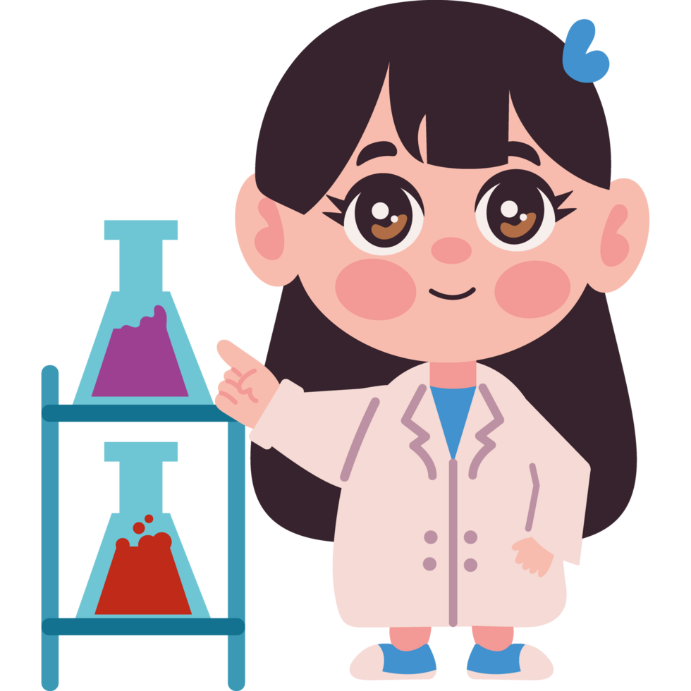 scientist girl with glassware laboratory isolated png