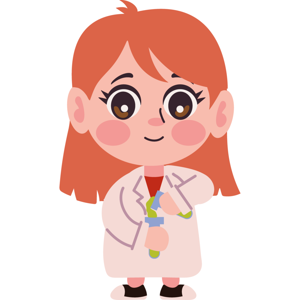 scientist girl with test tube isolated png