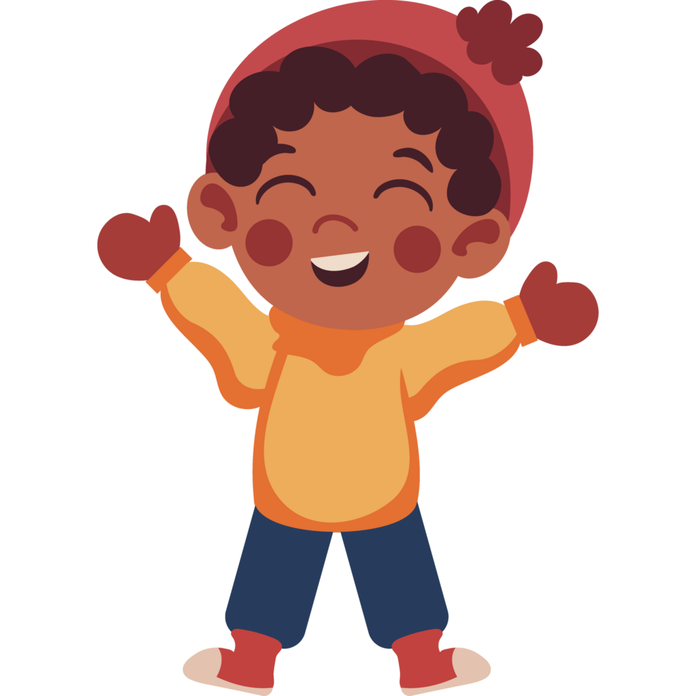 cute boy wearing autumn clothes isolated design png