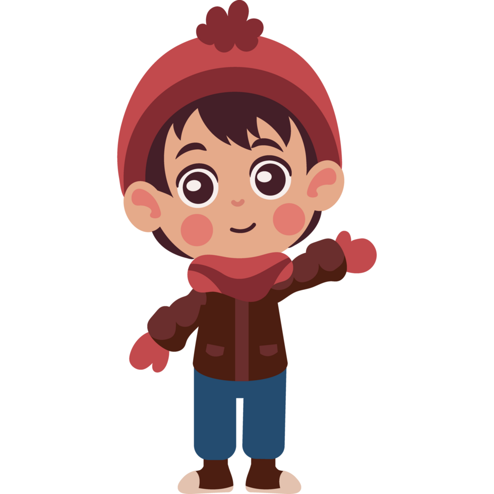 happy boy wearing autumn clothes isolated design png