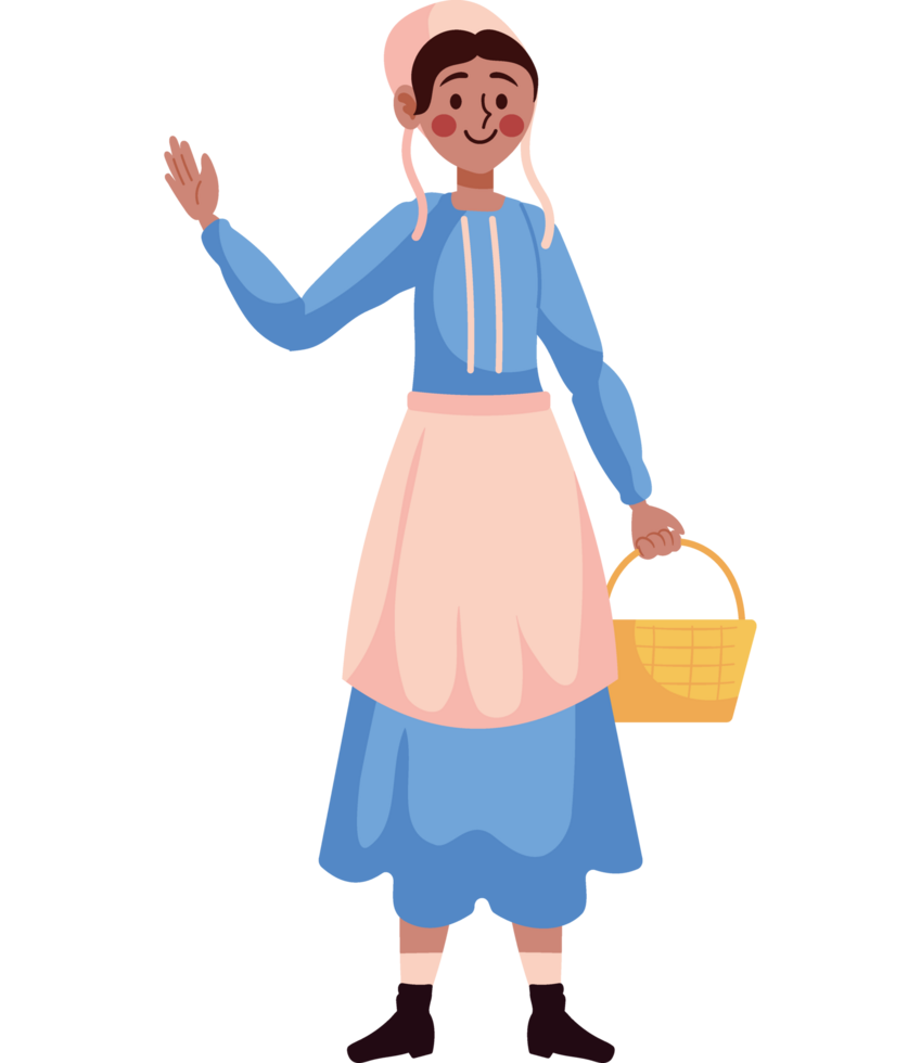 amish woman with basket isolated design png