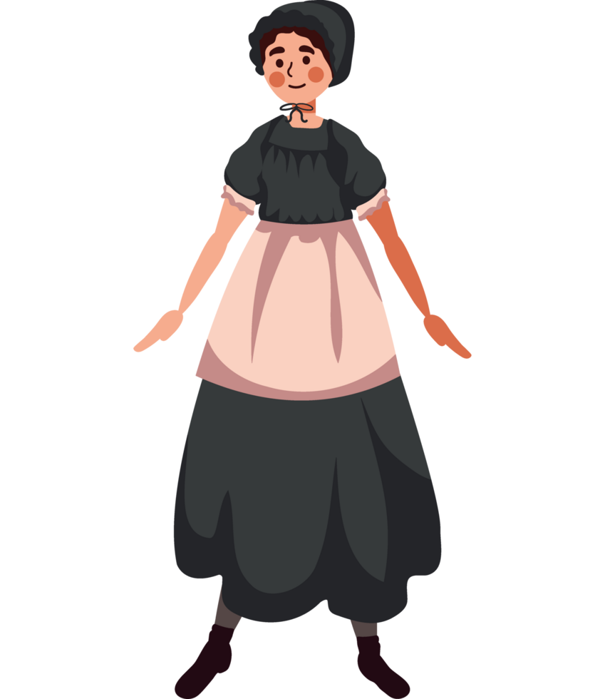 amish woman wearing traditional clothes isolated png