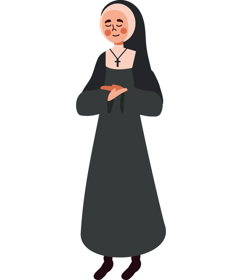 catholic nun praying isolated design png
