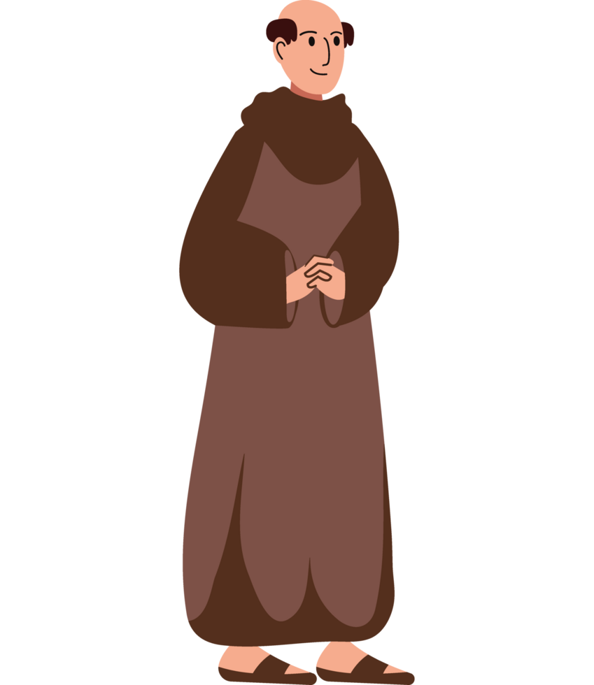 catholic monk wearing hooded gown isolated png