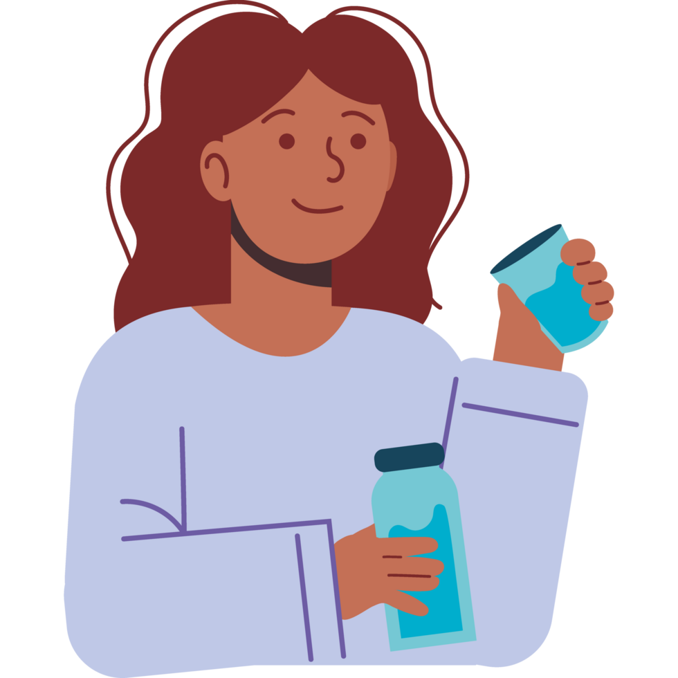 young woman drinking water isolated png