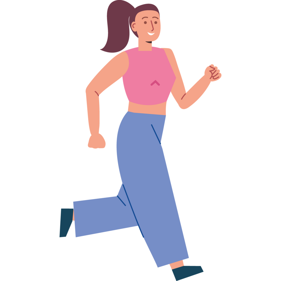 young woman running isolated design png