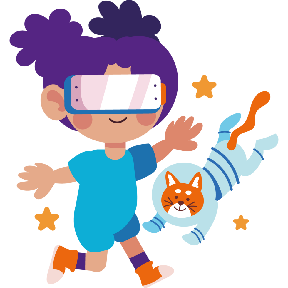 girl in digital glasses in metaverse isolated png