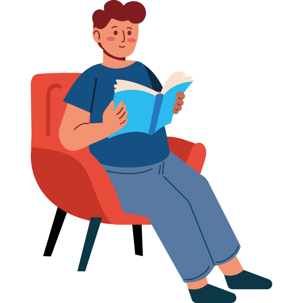 boy reading a book isolated png