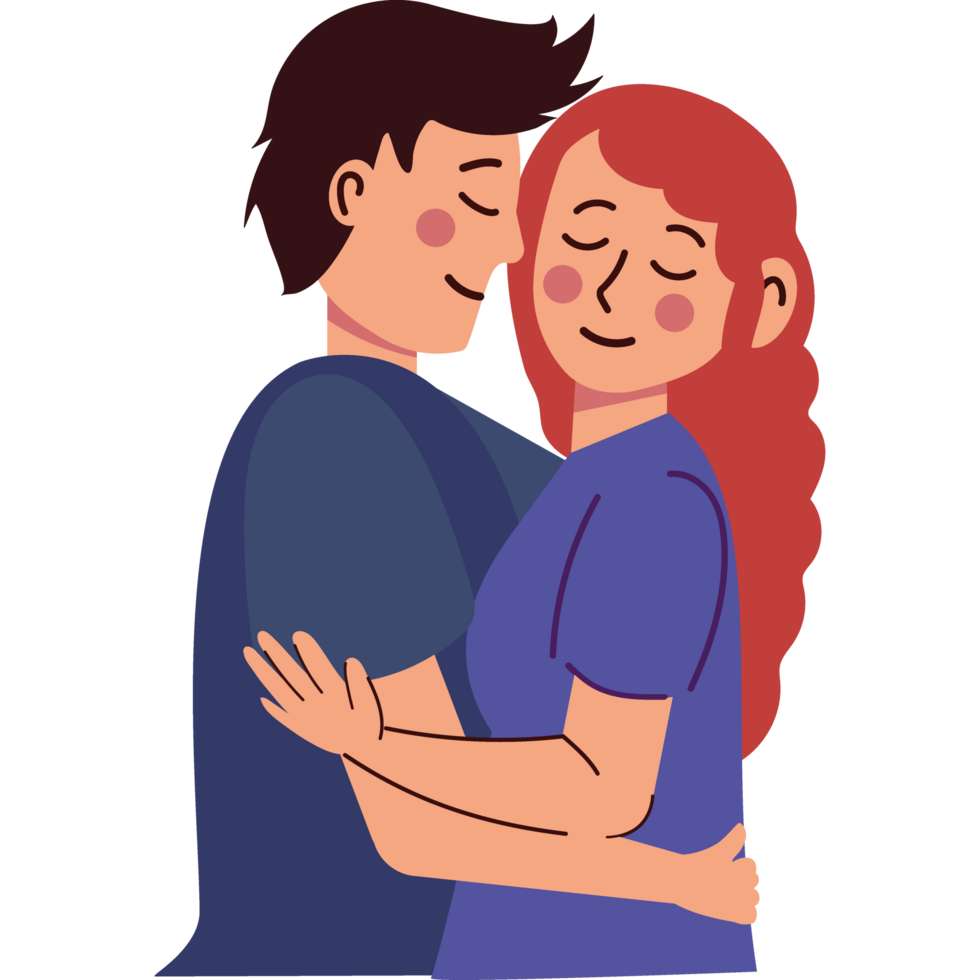 couple hugging characters isolated design png