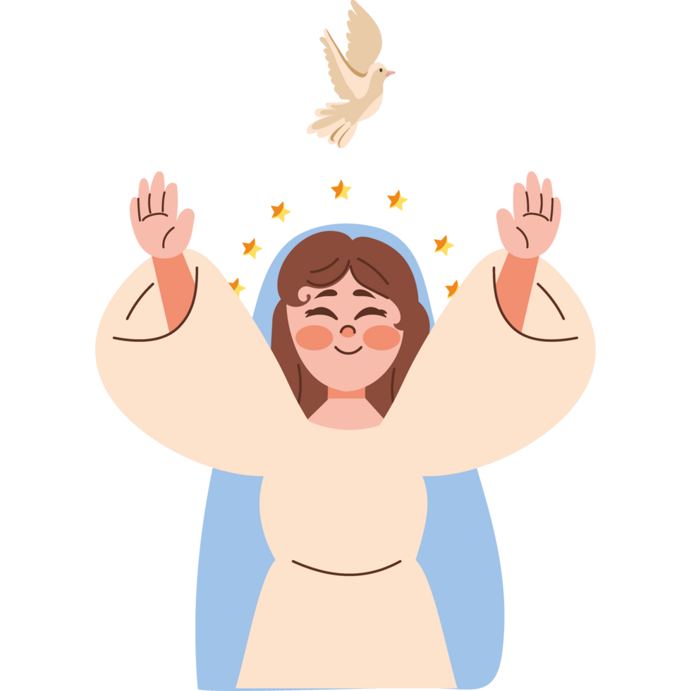 cute miraculous virgin isolated icon png