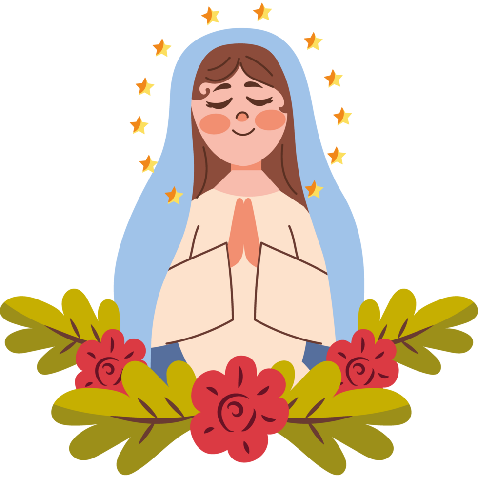 miraculous virgin cartoon isolated icon png