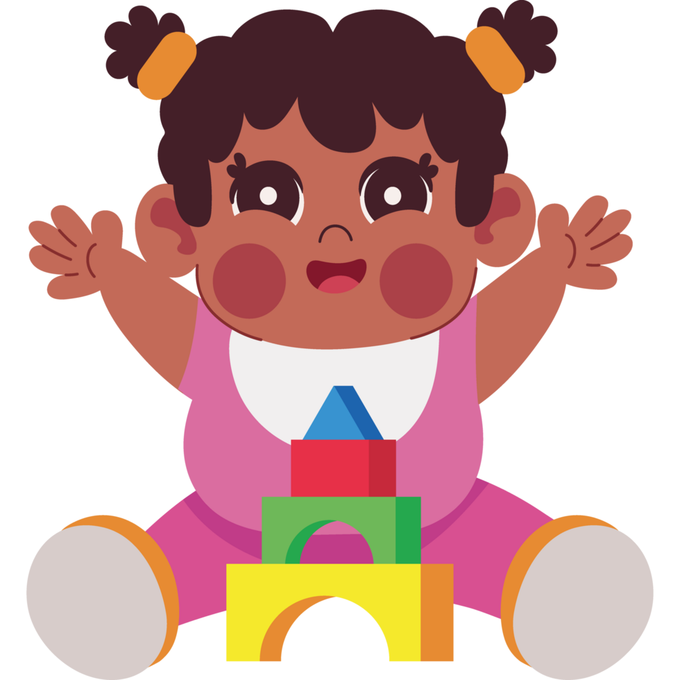 baby girl playing with castle isolated png