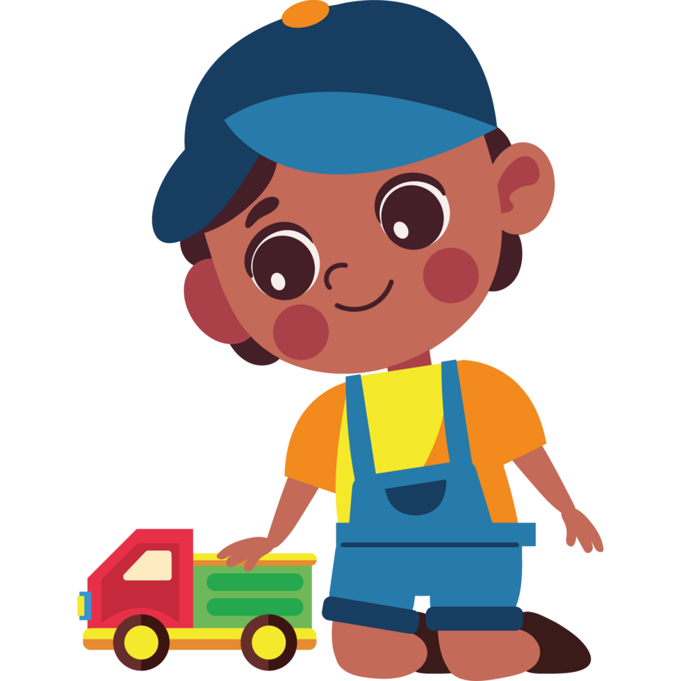 baby boy playing with car isolated png