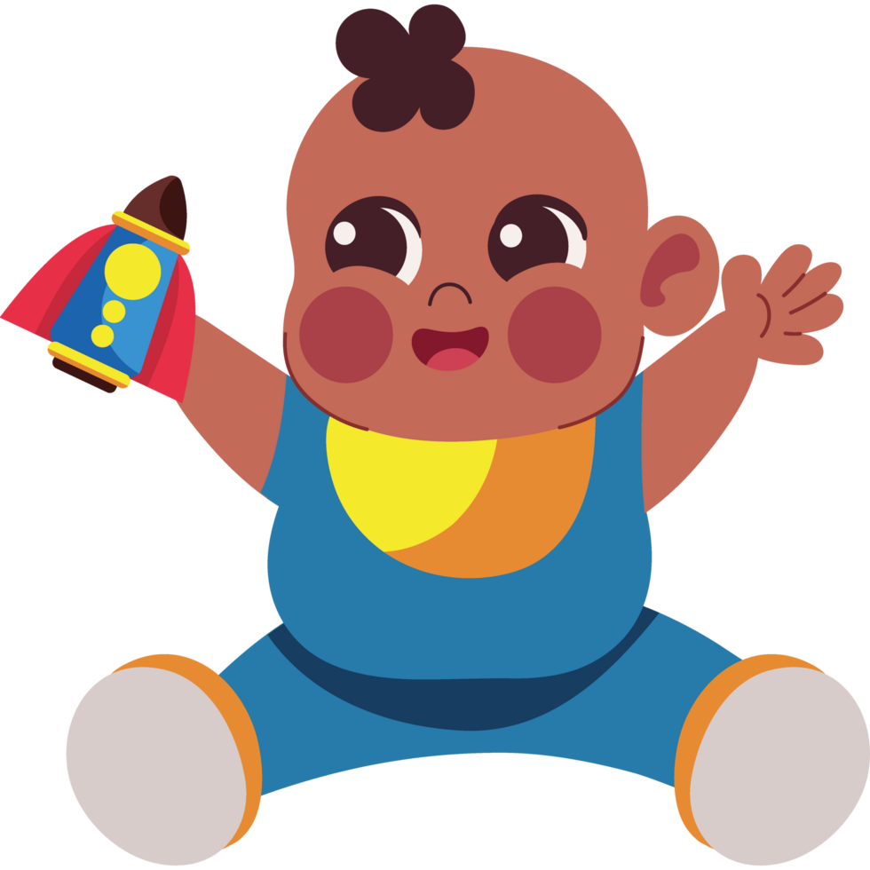 baby playing with rocket isolated png