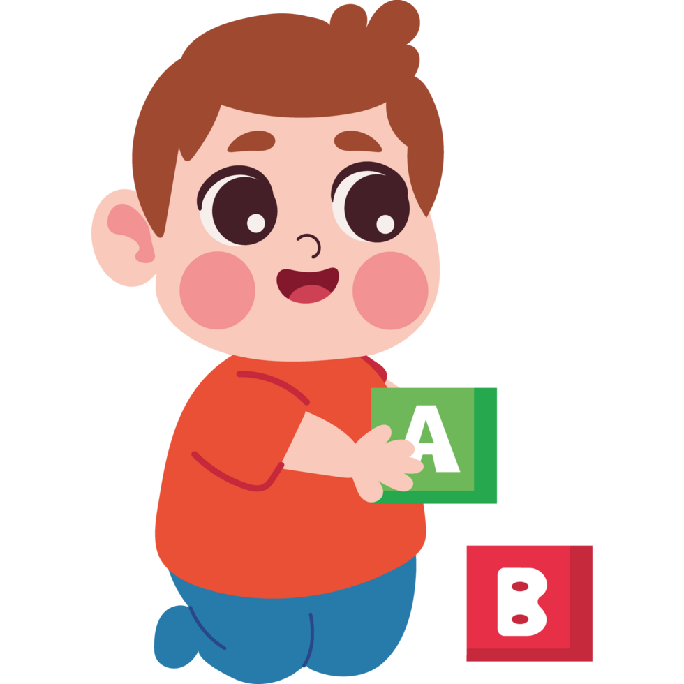 baby playing with blocks isolated png
