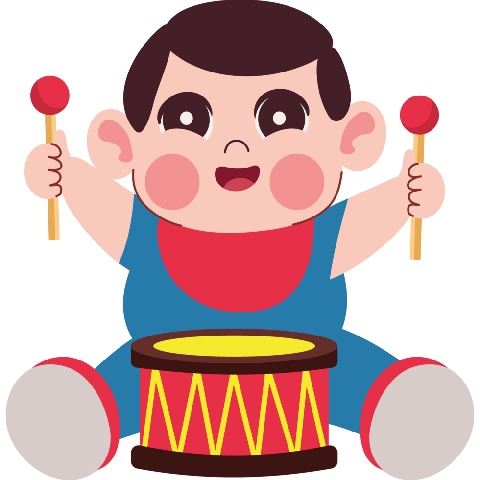 baby playing with drum isolated png