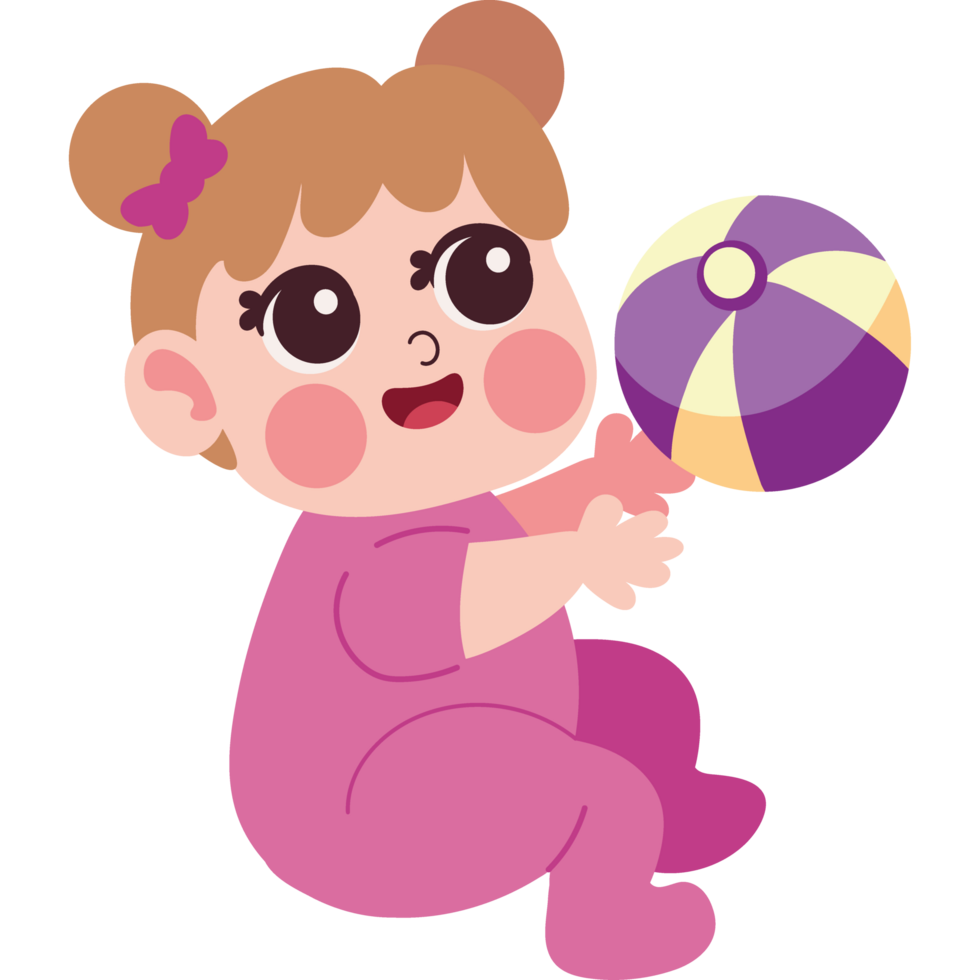 baby girl playing with ball isolated png