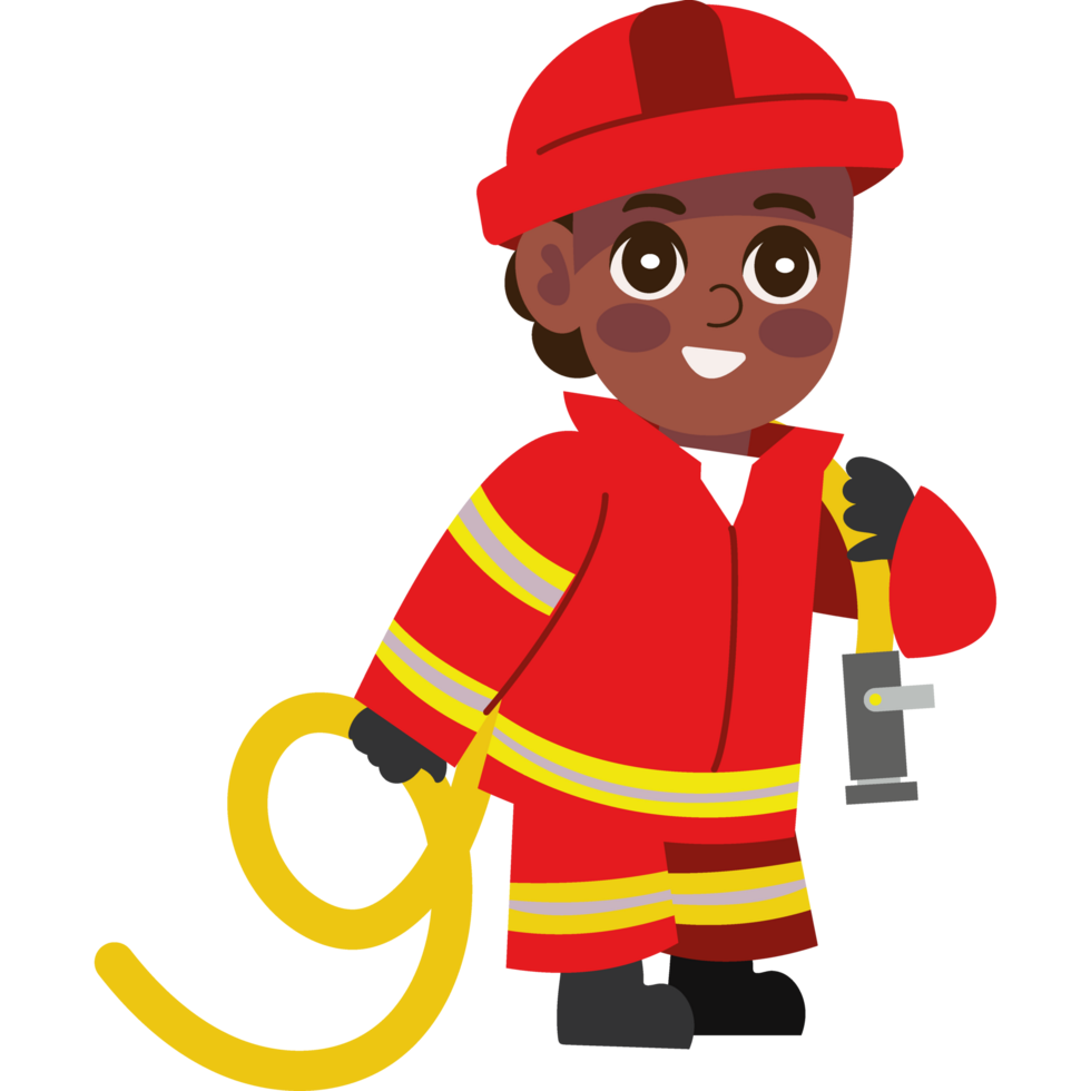 firefighter with hose isolated design png