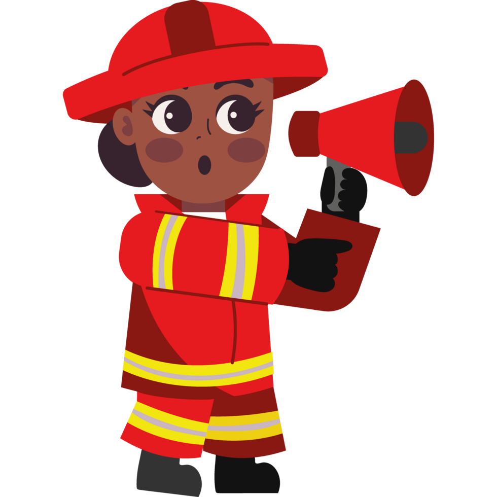 firefighter girl with megaphone isolated design png