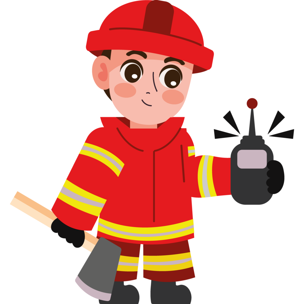 firefighter with radio isolated design png